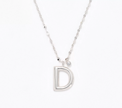 Diamonique Rhodium-Plated Sterling Silver Boxed Layered Chain w/"D" Initial Necklace