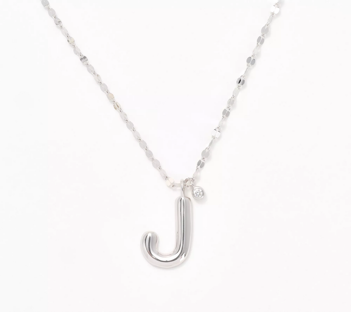 Diamonique Rhodium-Plated Sterling Silver Boxed Layered Chain w/ "J" Initial Necklace