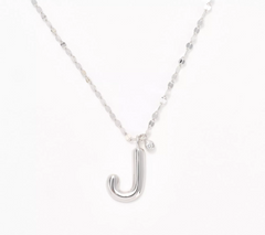 Diamonique Rhodium-Plated Sterling Silver Boxed Layered Chain w/ "J" Initial Necklace
