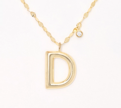 Diamonique 14K Plated SS Boxed Layered Chain w/"D" Initial Necklace
