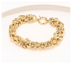 Silver Style Gold Tone Sterling Silver Textured Byzantine Bracelet, Large