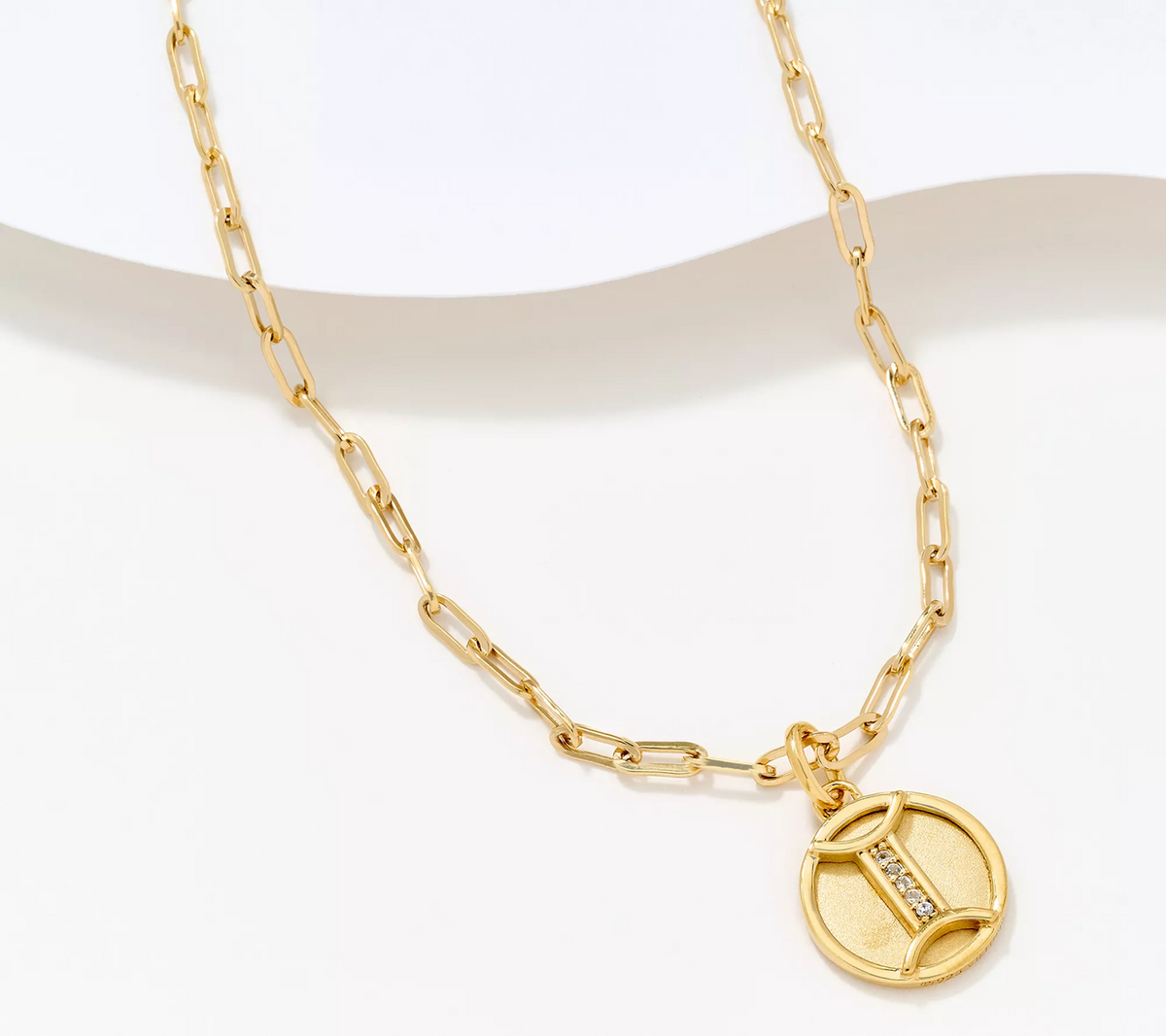 Silver Style White Topaz Gemini Paperclip 20" 14K Necklace