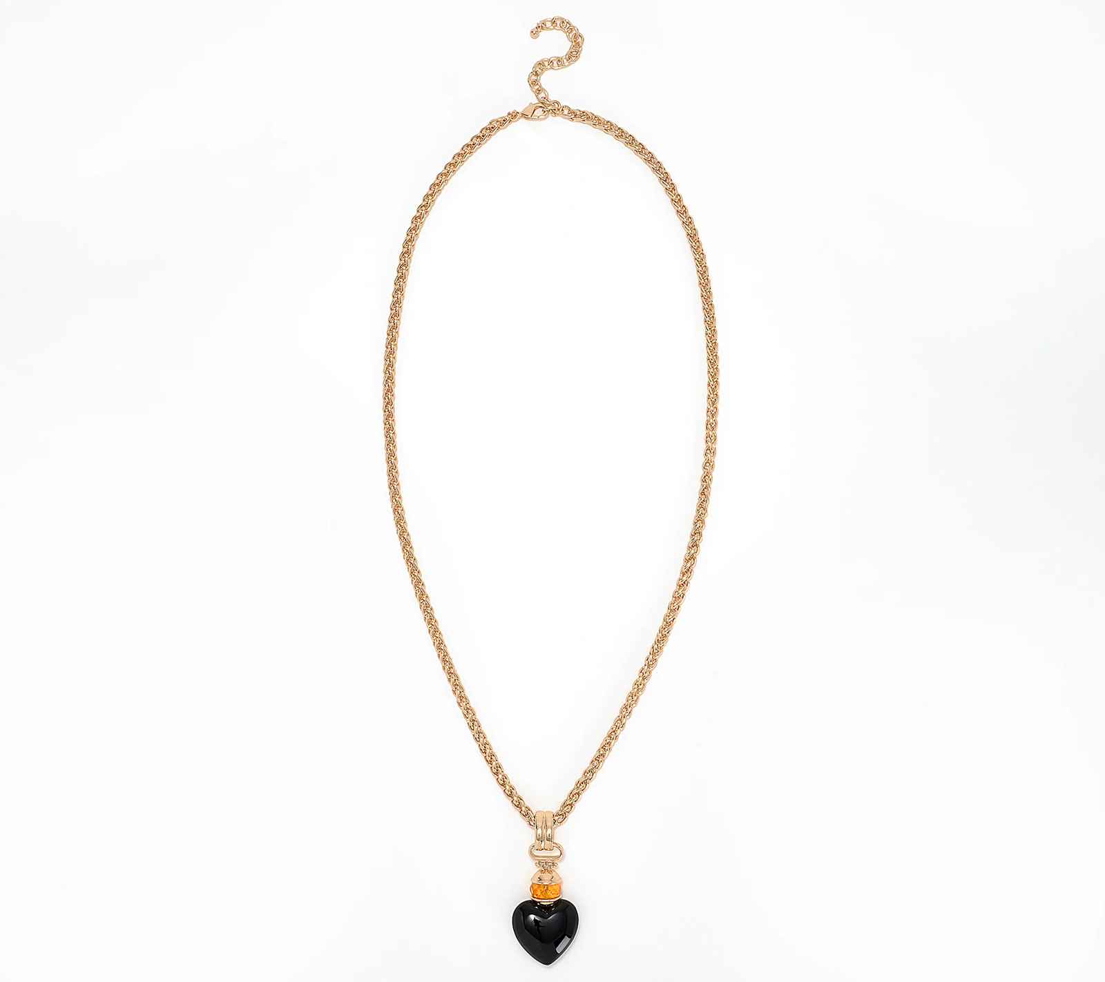 Joan Rivers Heart Drop Pendant On 27" Wheat Chain with 3"extender