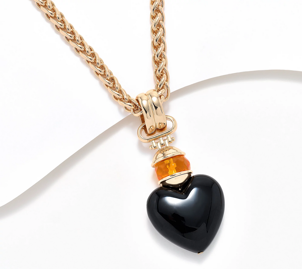 Joan Rivers Heart Drop Pendant On 27" Wheat Chain with 3"extender