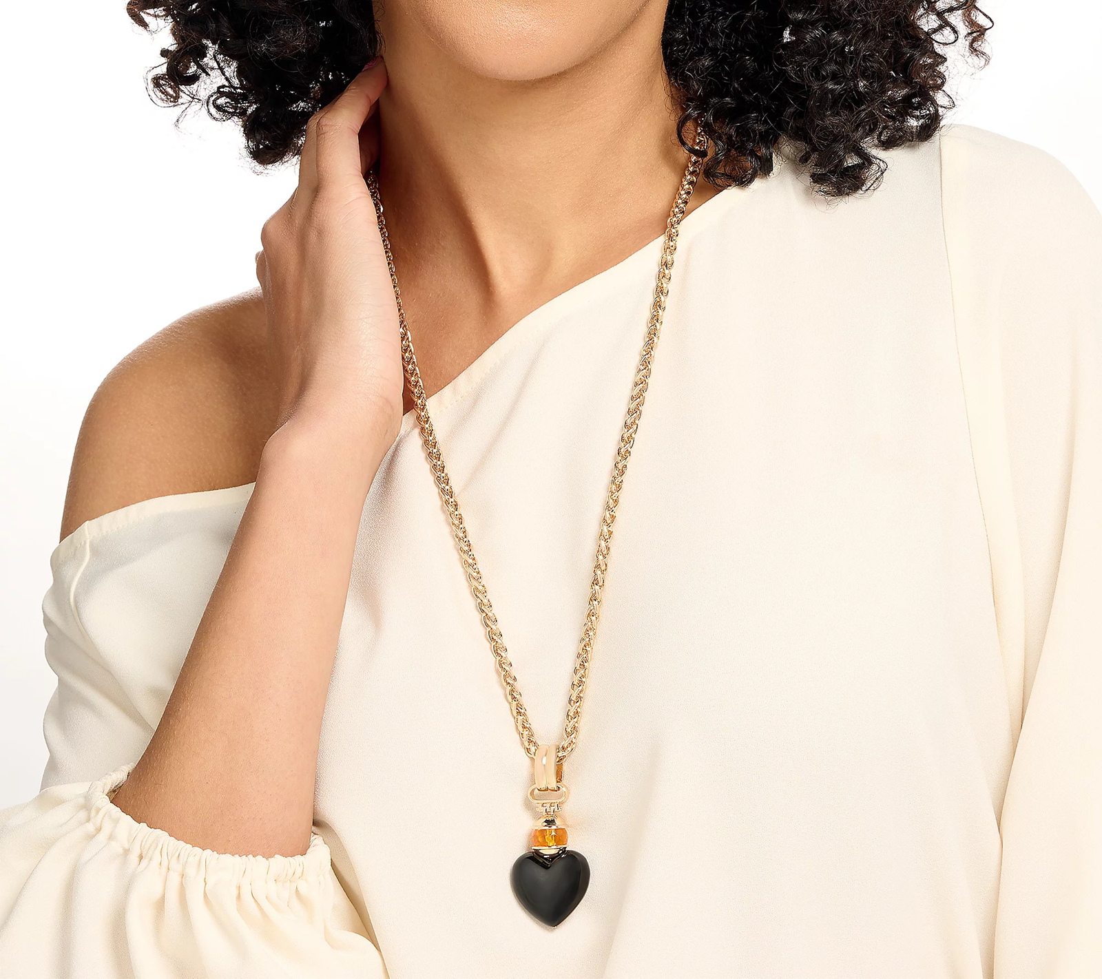 Joan Rivers Heart Drop Pendant On 27" Wheat Chain with 3"extender