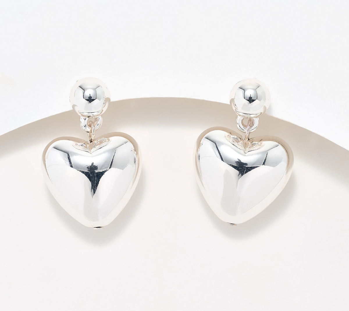 Joan Rivers Silver Tone Polished Heart Drop Earring