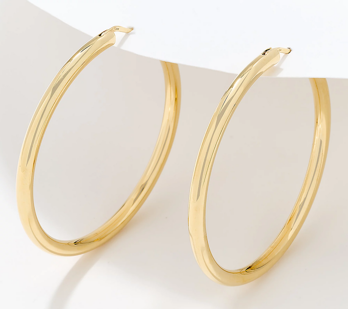 Silver Style Comfort Closure 2" Gold-Over SS Hoop Earrings