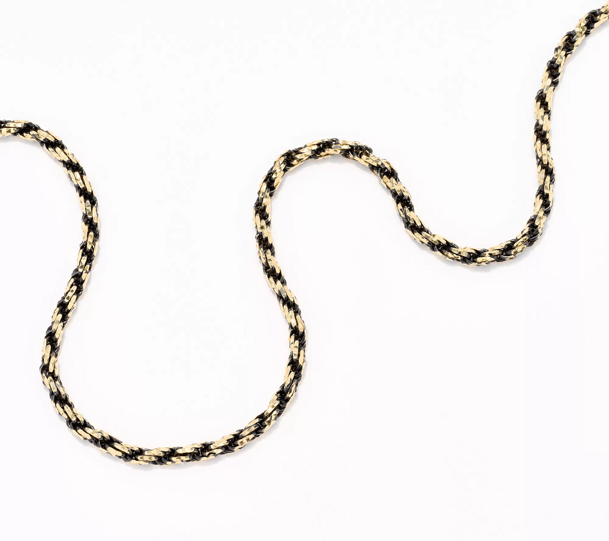 Silver Style Two-Tone Yellow and Black 22" Rope Chain Necklace, Sterling Silver