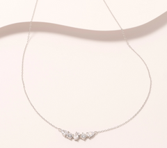 Diamonique Sterling Silver Fancy Cut Mixed Stone Cluster Necklace
