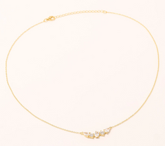Diamonique Gold-Over Sterling Silver Fancy Cut Mixed Stone Cluster Necklace