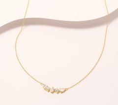 Diamonique Gold-Over Sterling Silver Fancy Cut Mixed Stone Cluster Necklace