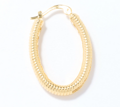 Diamonique Italia Gold Clad Sterling Silver Channel Set 1" Hoop Earrings