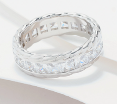 Diamonique Italia Textured Eternity Sterling Silver Ring, Size 6