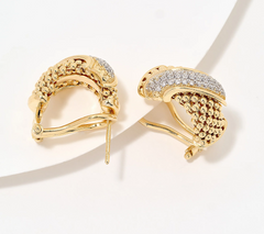 Diamonique Italia Gold-Over Silver Sterling Popcorn Omega Back Earrings