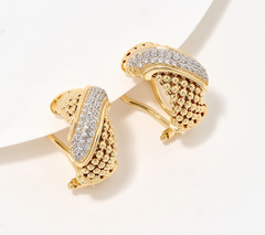 Diamonique Italia Gold-Over Silver Sterling Popcorn Omega Back Earrings