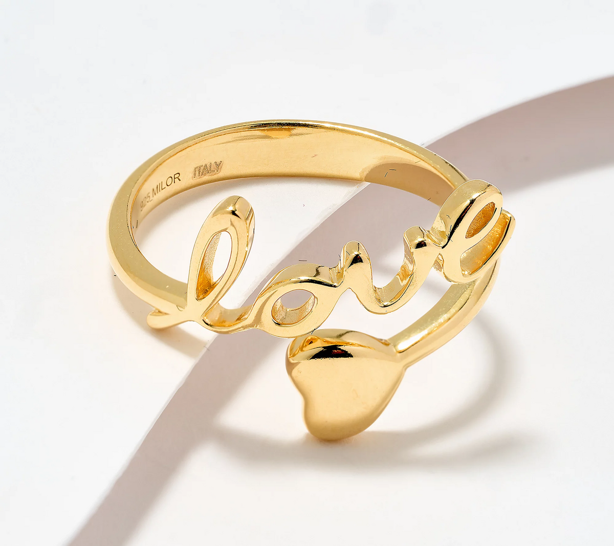 David Markstein Goldclad Sterling Silver Love Inspirational Bypass Ring, Size 6