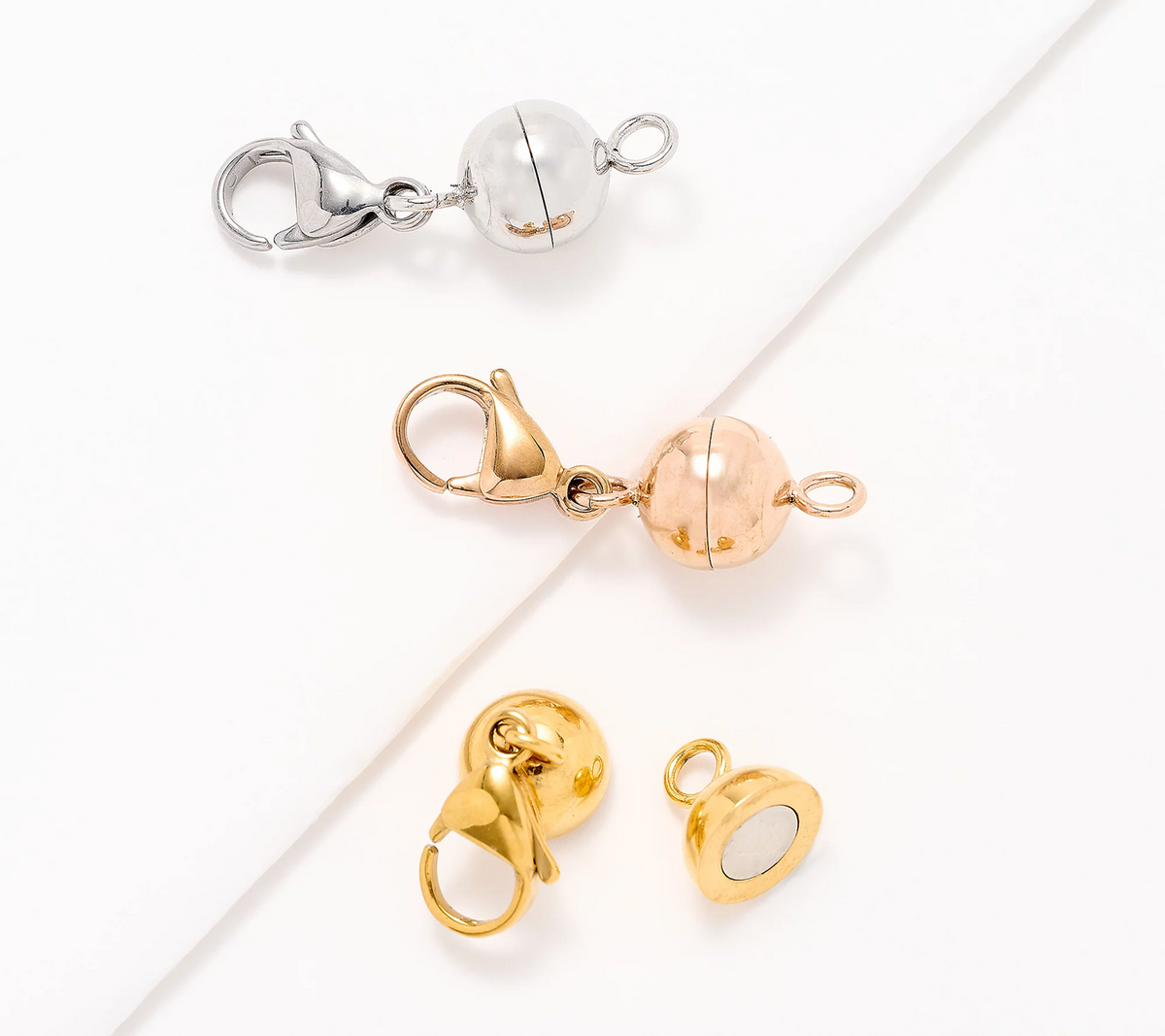 Steel by Design Set of 3 Tri Tone Round Magnetic Bead Jewelry Clasps