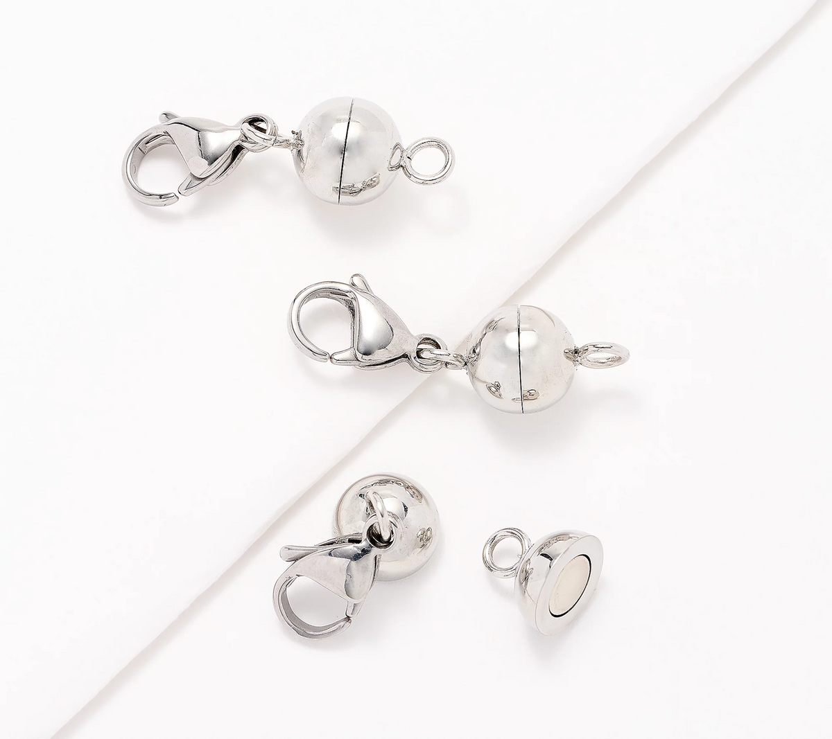 Steel by Design Set of 3 Stainless Steel Round Magnetic Bead Jewelry Clasps