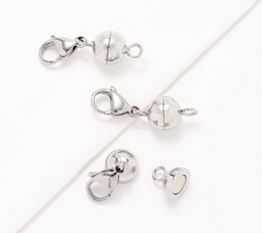 Steel by Design Set of 3 Stainless Steel Round Magnetic Bead Jewelry Clasps
