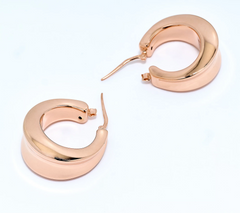UltraFine 950 Silver Rose Gold Tone Graduated Concave Center Hoop Earrings