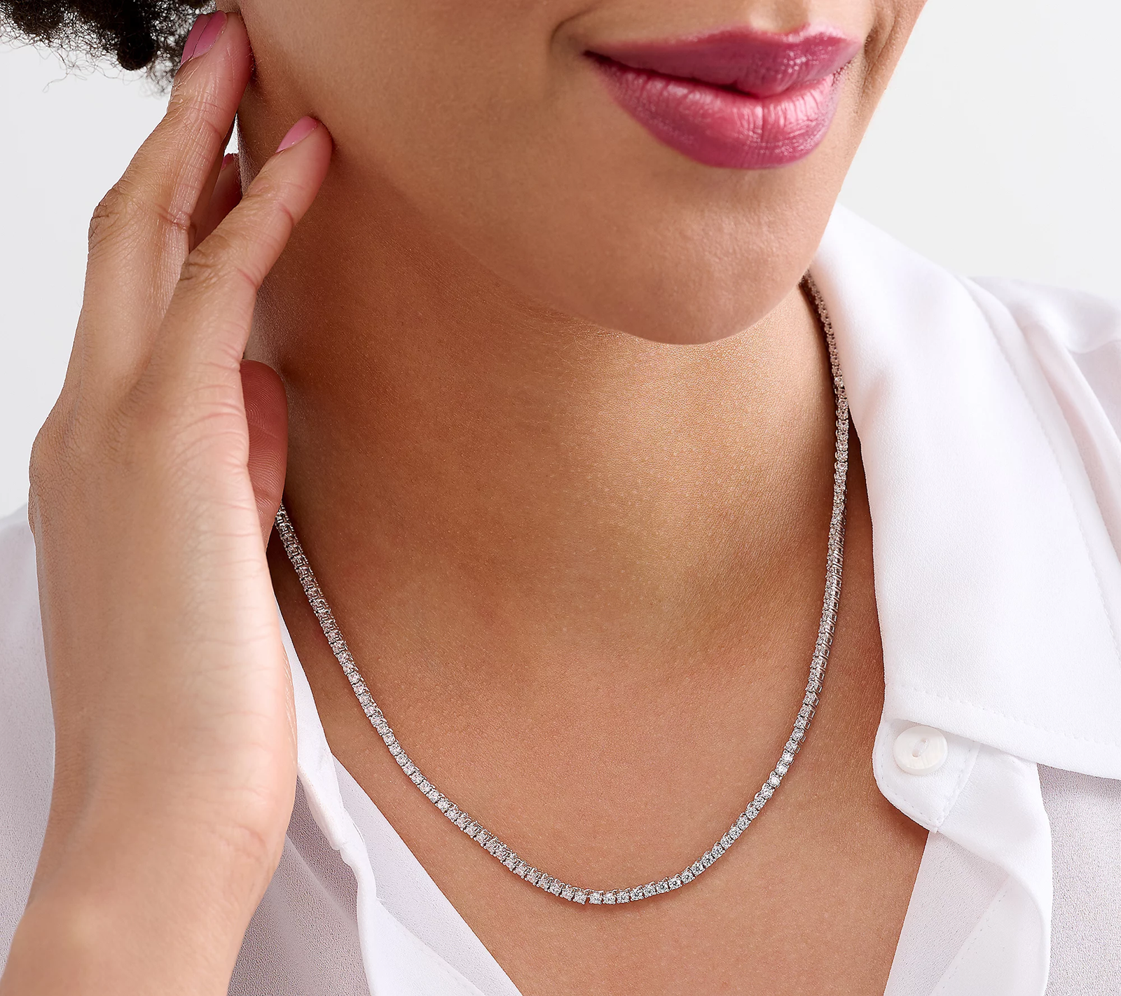 Diamonique x Kathy Levine Silver Sterling Tennis Anyone Necklace