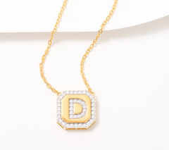 Diamonique x Jennifer Miller Gold-Over Sterling Silver Pave "D" Initial Necklace