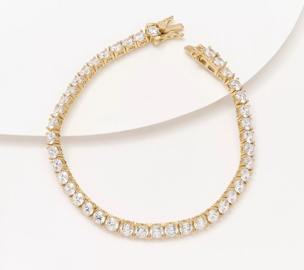 Diamonique Gold-Over SS Classics Round Cut Diamond Tennis Bracelet Avg