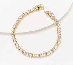 Diamonique Gold-Over SS Classics Round Cut Diamond Tennis Bracelet Avg