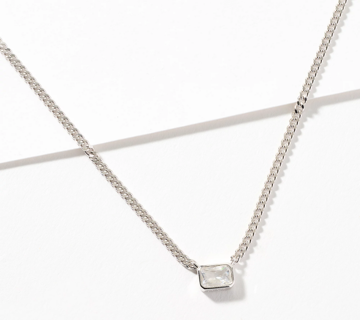 Diamonique Sterling Silver Classics Emerald Cut Necklace