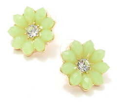 Joan Rivers Gold Tone Green Flower Button Post Earrings