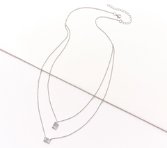 Diamonique Sterling Silver Better Together Emerald Cut Necklace