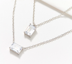 Diamonique Sterling Silver Better Together Emerald Cut Necklace