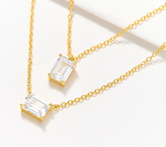 Diamonique Gold-Over Sterling Silver Better Together Emerald Cut Necklace