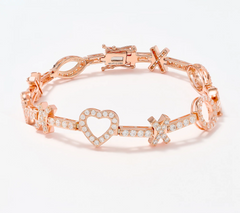 Diamonique x Kathy Levine Rose-Clad Sterling Silver Hopeless Romantic Tennis Bracelet Avg