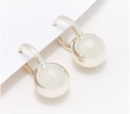 UltraFine 950 Silver Bead Drop Hoop Earrings