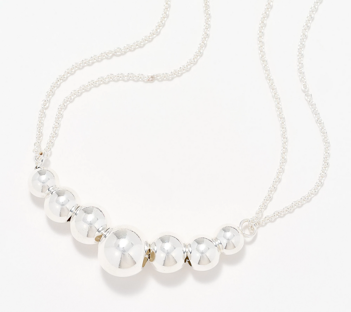 UltraFine 950 Silver Adjustable Bead 18"-32" Necklace