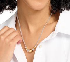 UltraFine 950 Silver Two Tone Adjustable Bead 18"-32" Necklace
