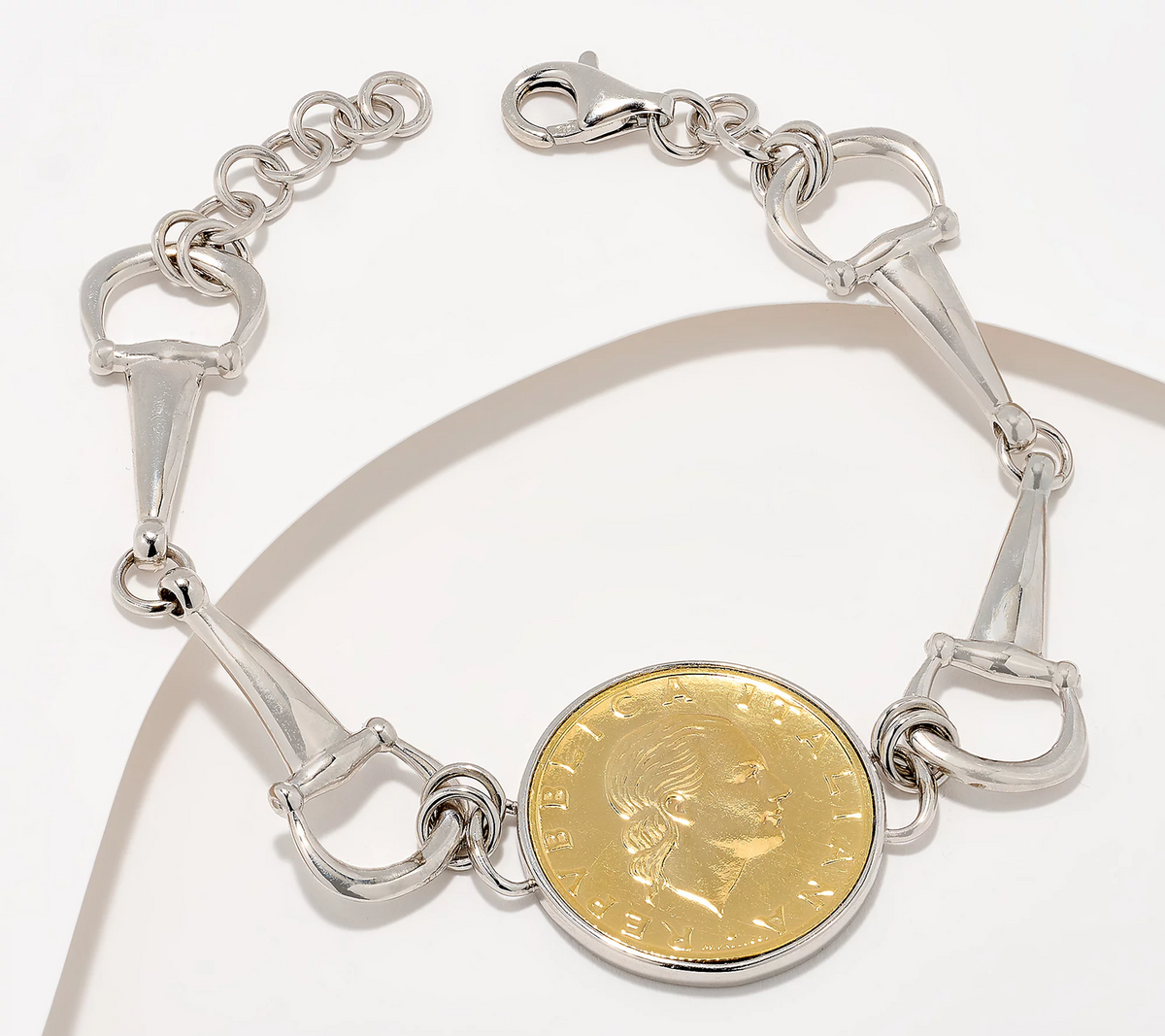 David Markstein Sterling Silver Lira Coin Equestrian Bracelet Avg