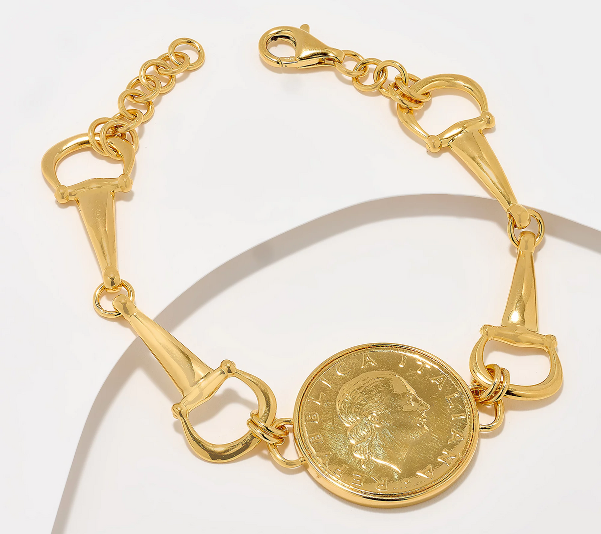 David Markstein Gold Tone Sterling Silver Lira Coin Equestrian Bracelet Avg
