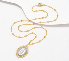 David Markstein Sterling Silver Two Tone Miraculous Medal Medallion 18" Necklace