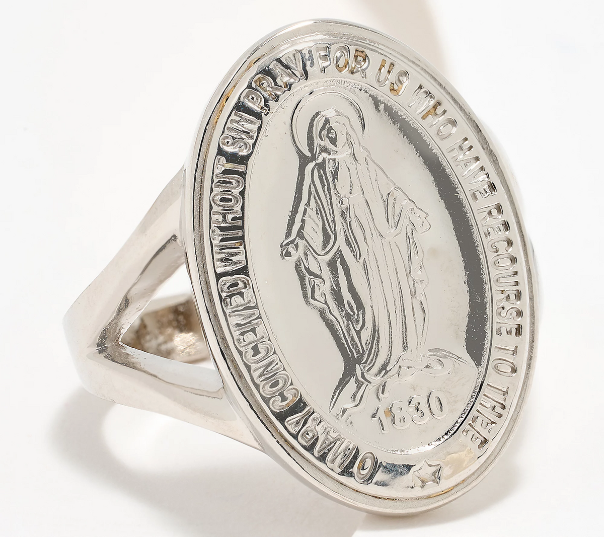 David Markstein Sterling Silver Miraculous Medal Ring Size 6