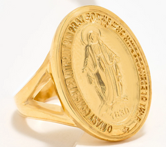 David Markstein Sterling Silver Gold Tone Miraculous Medal Ring Size 6