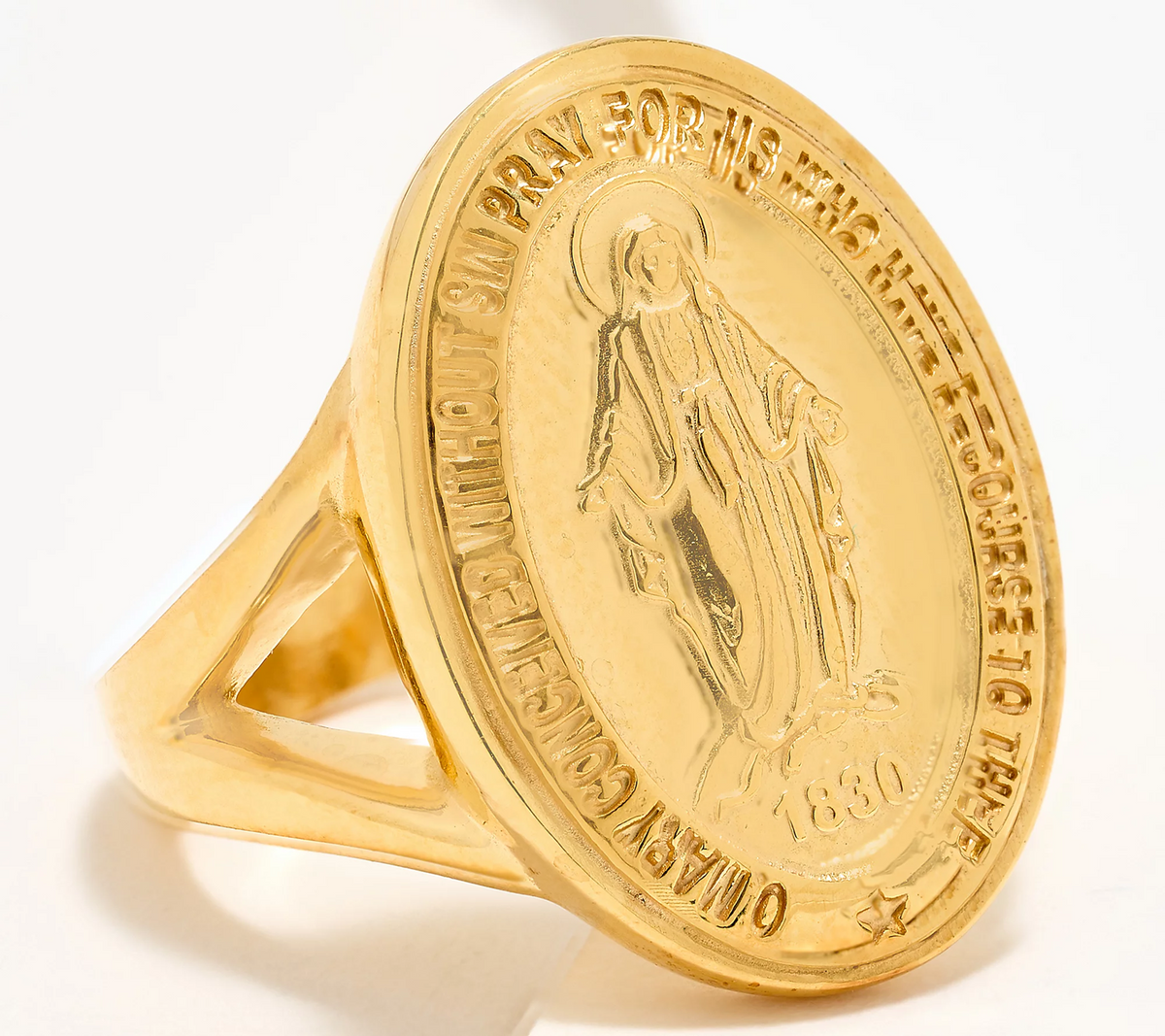 David Markstein Sterling Silver Miraculous Medal Ring Size 4