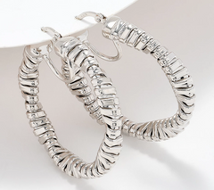David Markstein Bronze Silver Tone Tubogas Twist 1-3/8" Hoop Earrings