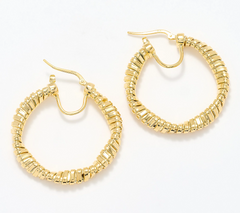 David Markstein Bronze Gold Tone Tubogas Twist 1-3/8" Hoop Earrings
