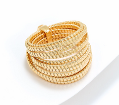 David Markstein Sterling Silver Gold Tone Multirow Highway Tubogas Ring Size 10