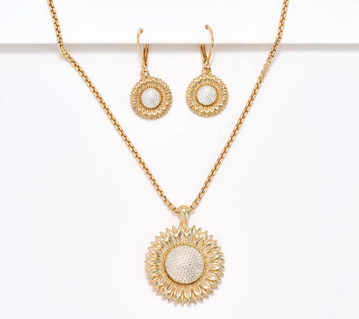 Joan Rivers Gold Tone Sunflower Pendant and Earring Set