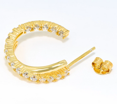 Diamonique Gold Clad Sterling Silver Crossover Hoop Earring