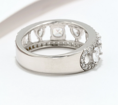 Diamonique Sterling Silver Fancy Cut Band Ring, Size 8