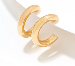 David Markstein Sterling Silver Gold Tone 1" Debut Smart Closure Hoop Earrings